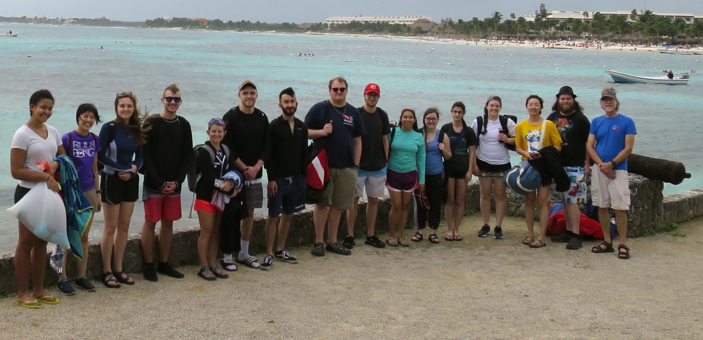 Group in akumal bay first day